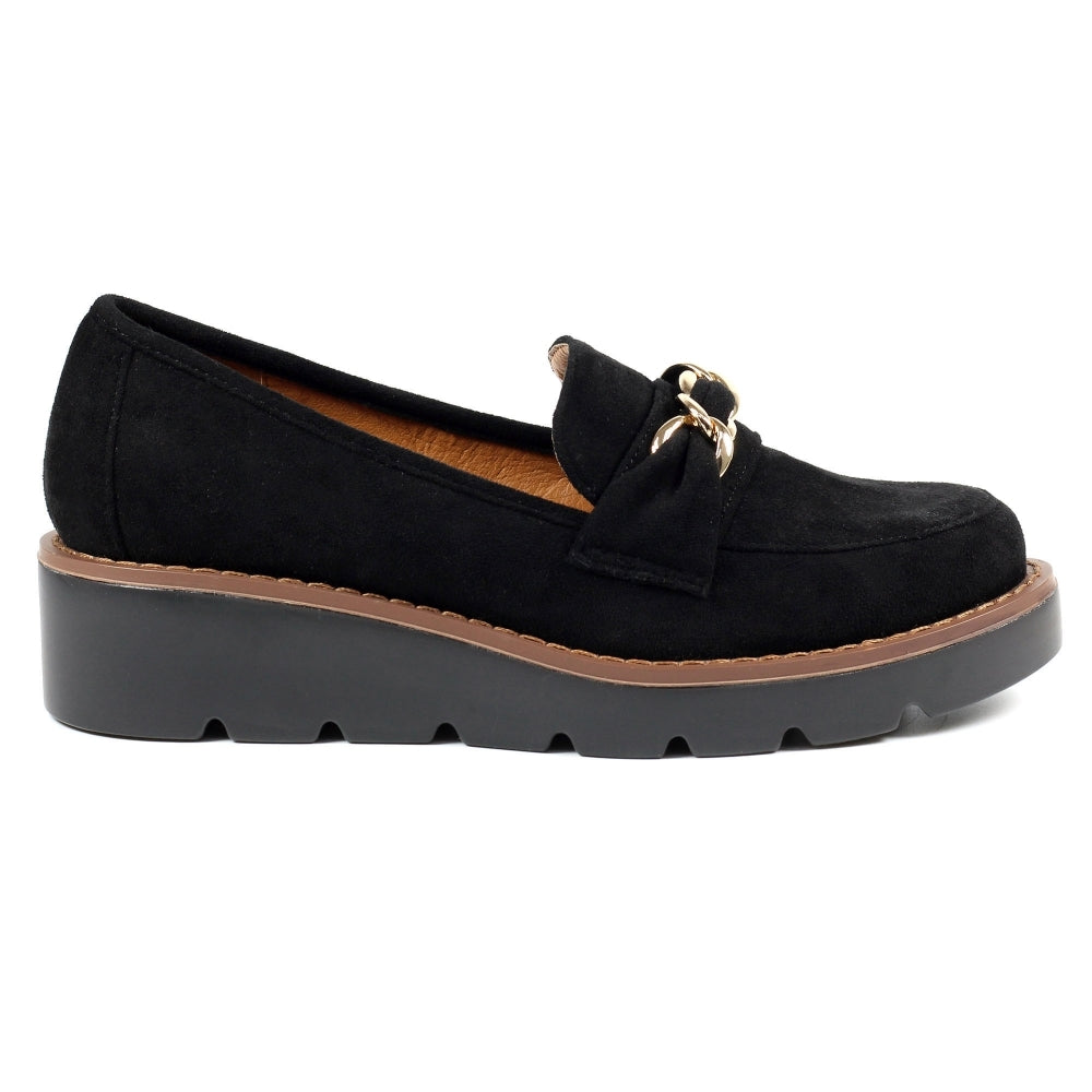 Suede wedge sale loafers