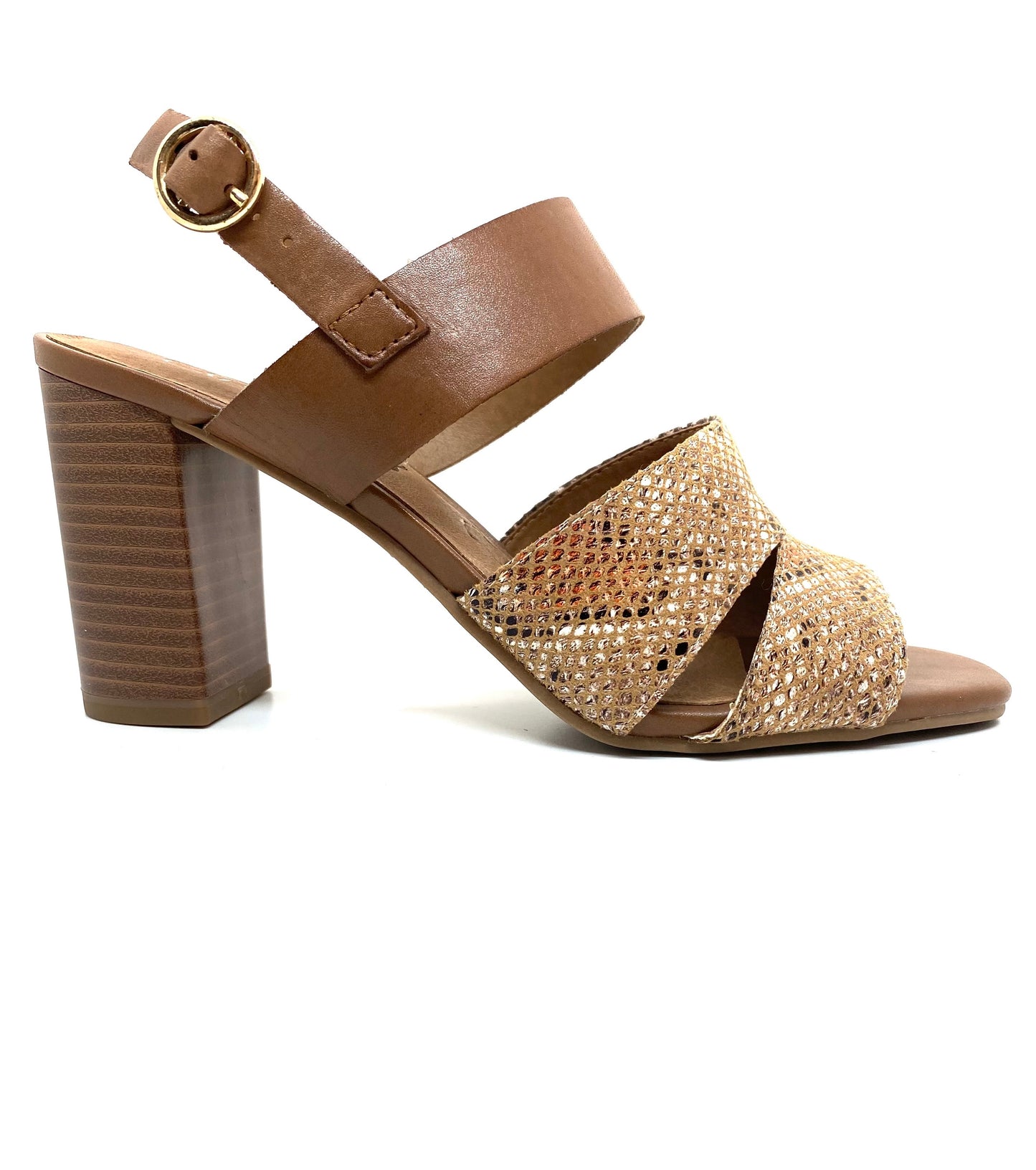 Caprice Ladies Snake Print Block Heel Sandal