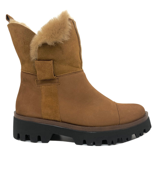 Waldlaufer Ladies Zip Side Sheep Skin Leg Ankle Boot