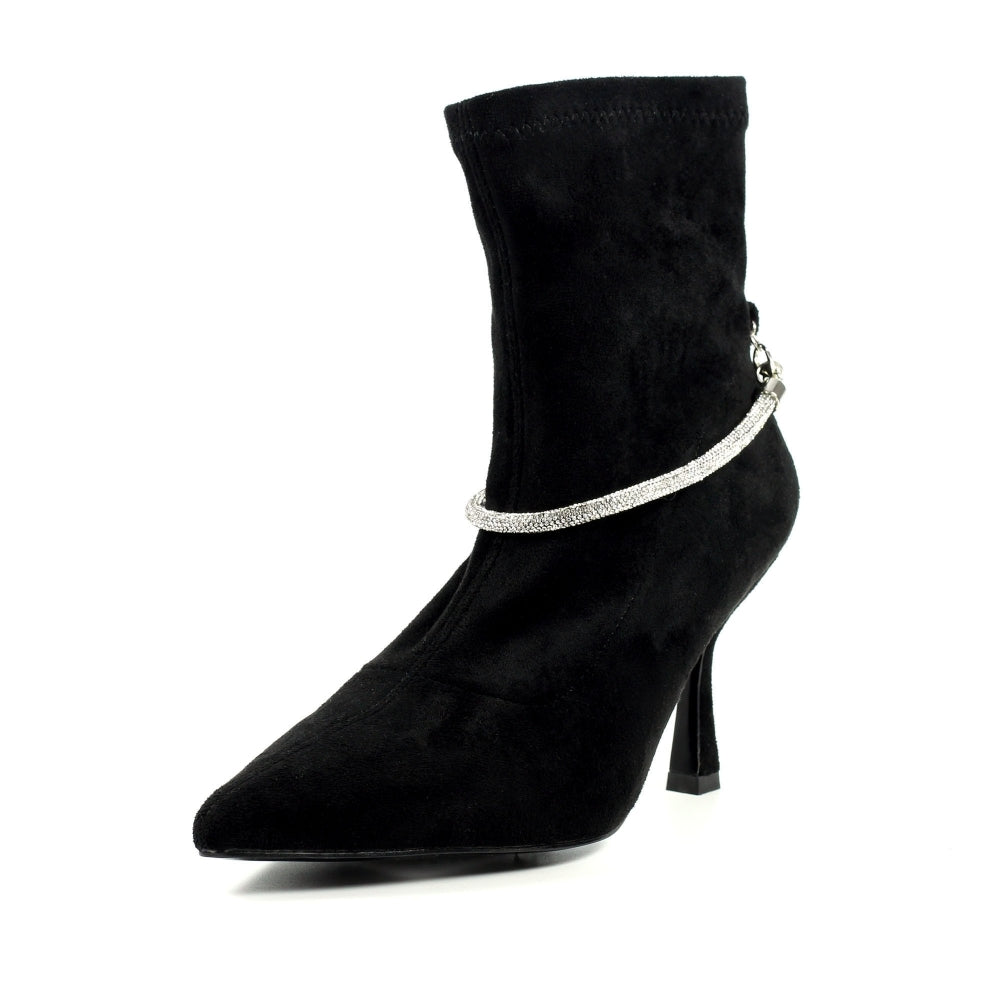 Lunar Trenza Slim Heel Diamante Trim Ankle Boot