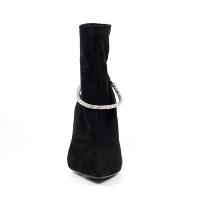 Lunar Trenza Slim Heel Diamante Trim Ankle Boot