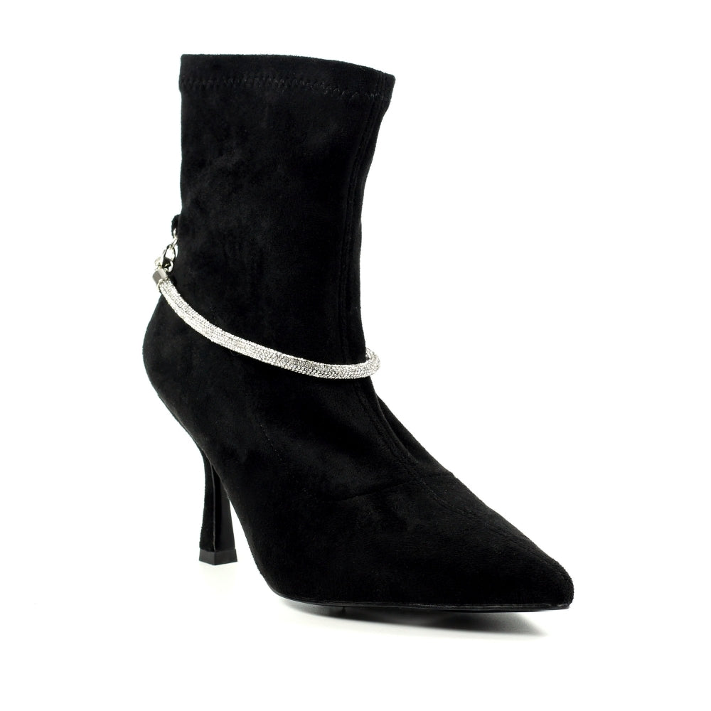 Lunar Trenza Slim Heel Diamante Trim Ankle Boot