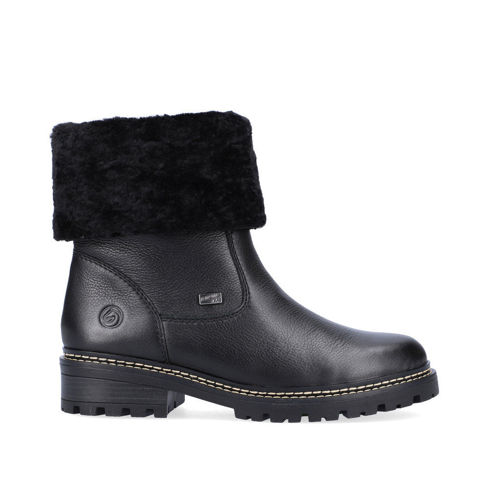 Remonte Black Lambswool Ankle Boots