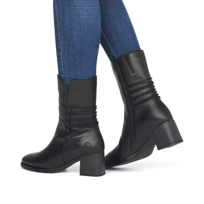 Remonte Black Lambswool Ankle Boots