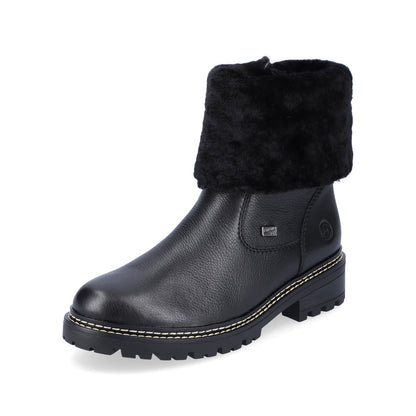 Remonte Black Lambswool Ankle Boots