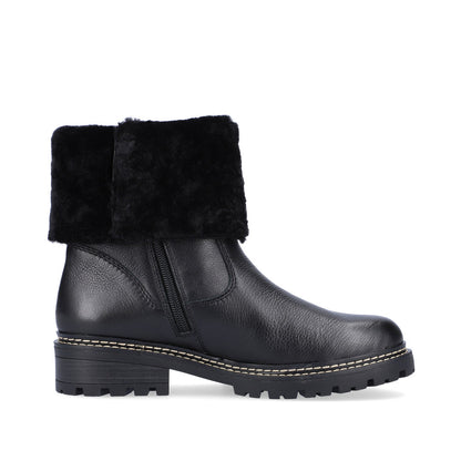 Remonte Black Lambswool Ankle Boots