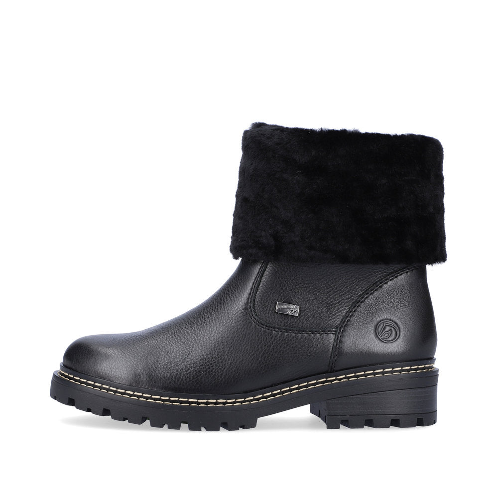 Remonte Black Lambswool Ankle Boots