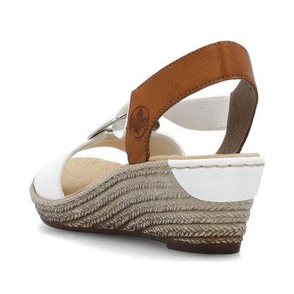 Rieker Ladies Wedge Heel Elastic Strap Sandal