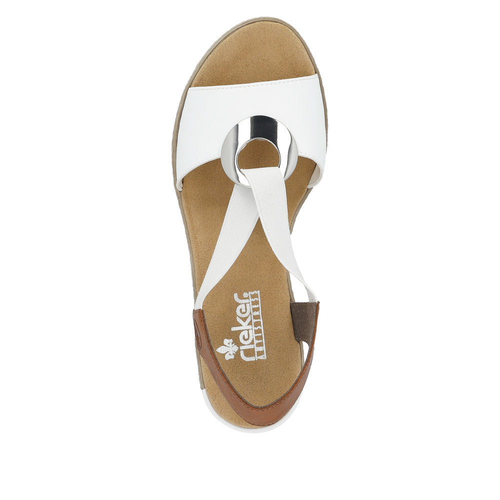 Rieker Ladies Wedge Heel Elastic Strap Sandal