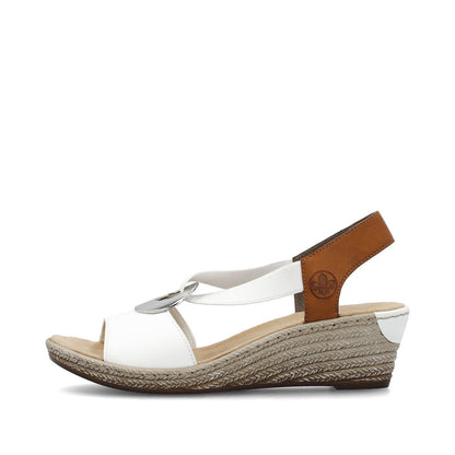 Rieker Ladies Wedge Heel Elastic Strap Sandal