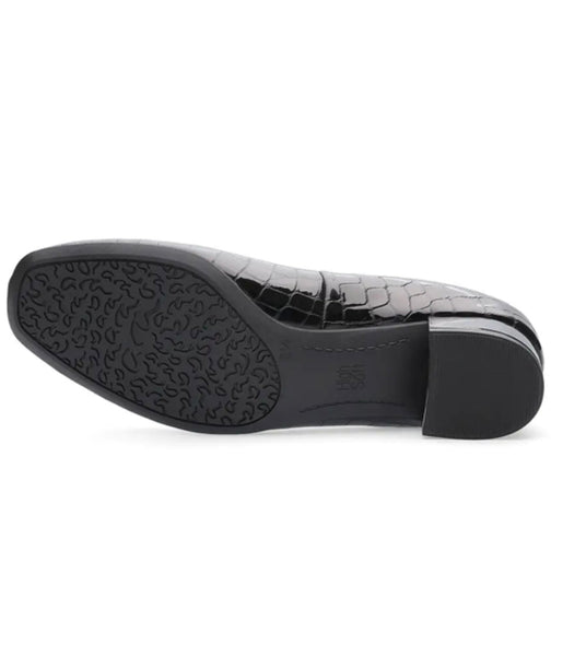 Ara Ladies Low Heeled Court Black Croco