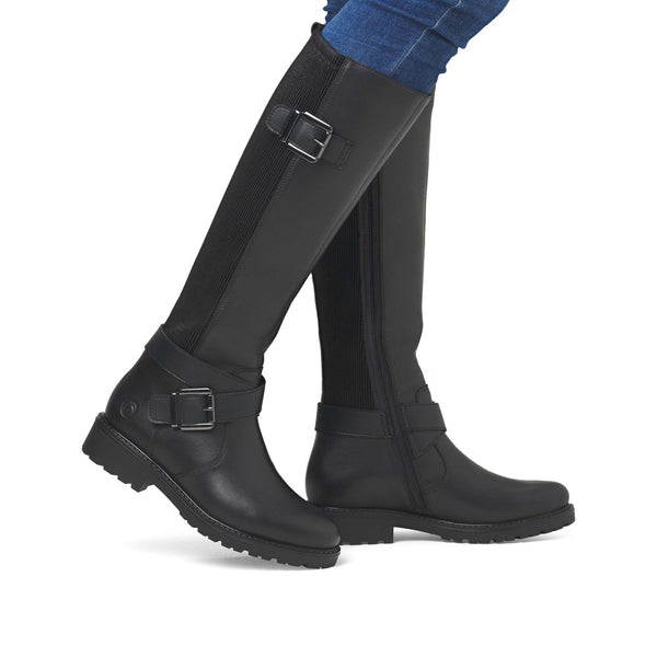 Remonte Ladies Buckle Trim Stretch Back Long Leg Boot