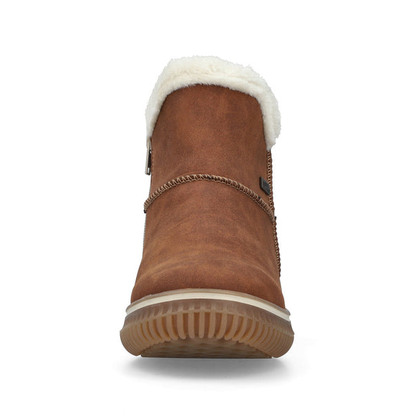 Rieker Ladies Fur Trim Zip Side Ankle Boot