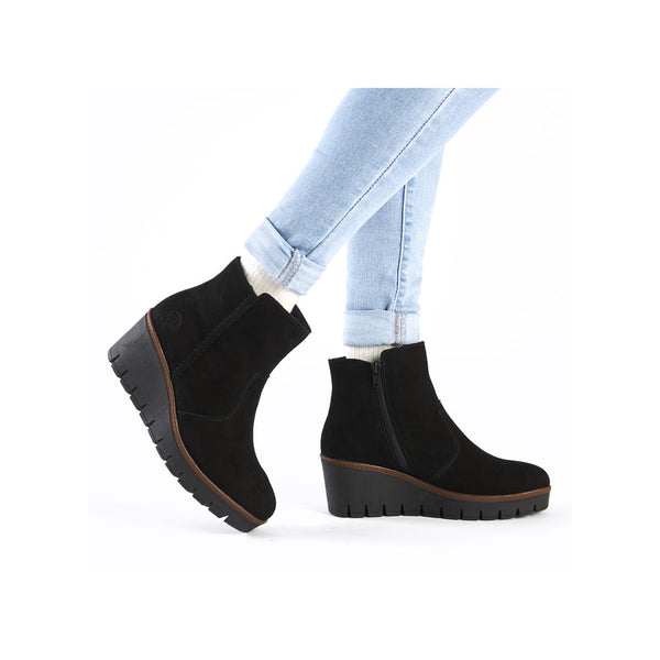 Rieker Ladies Wedge Heel Zip Side Ankle Boot