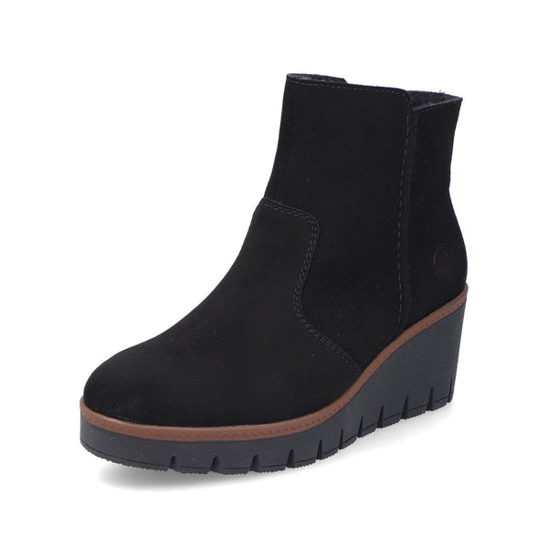 Rieker Ladies Wedge Heel Zip Side Ankle Boot