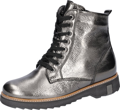 Waldlaufer Ladies Metallic Leather Lace Up Ankle Boot