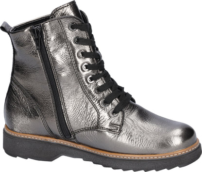 Waldlaufer Ladies Metallic Leather Lace Up Ankle Boot