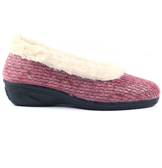 Lunar Marlene Ladies Fleece Trim Full Slipper