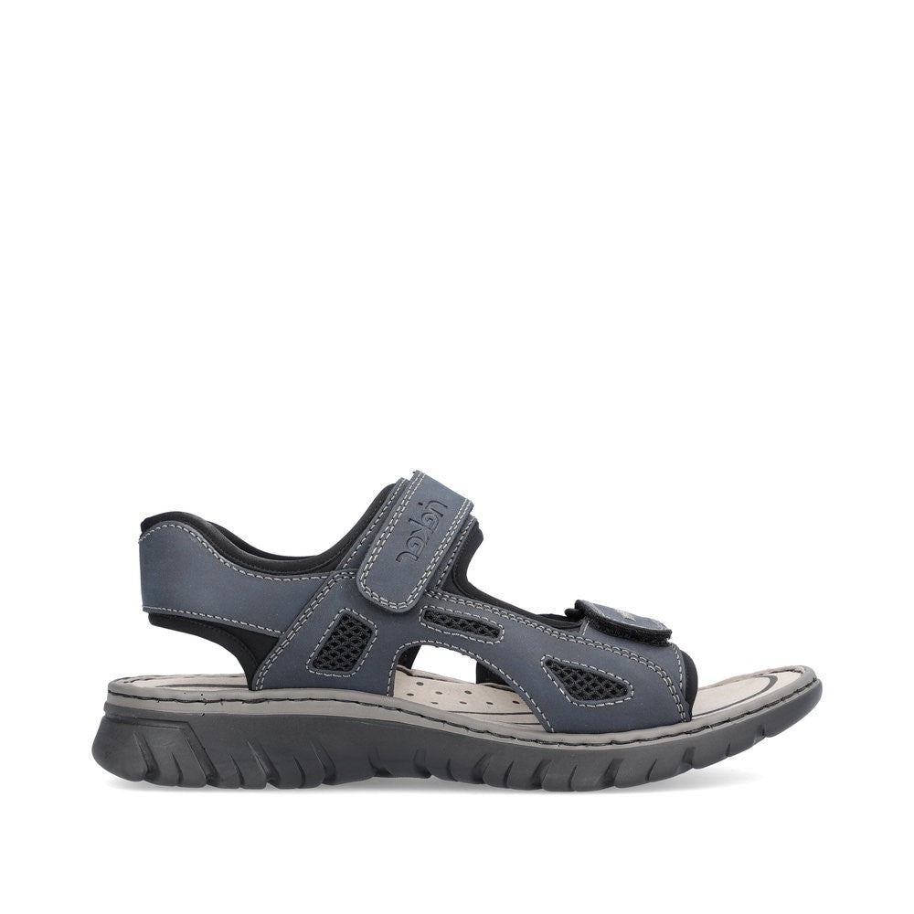 Rieker Mens Navy Velcro Walking Sandal