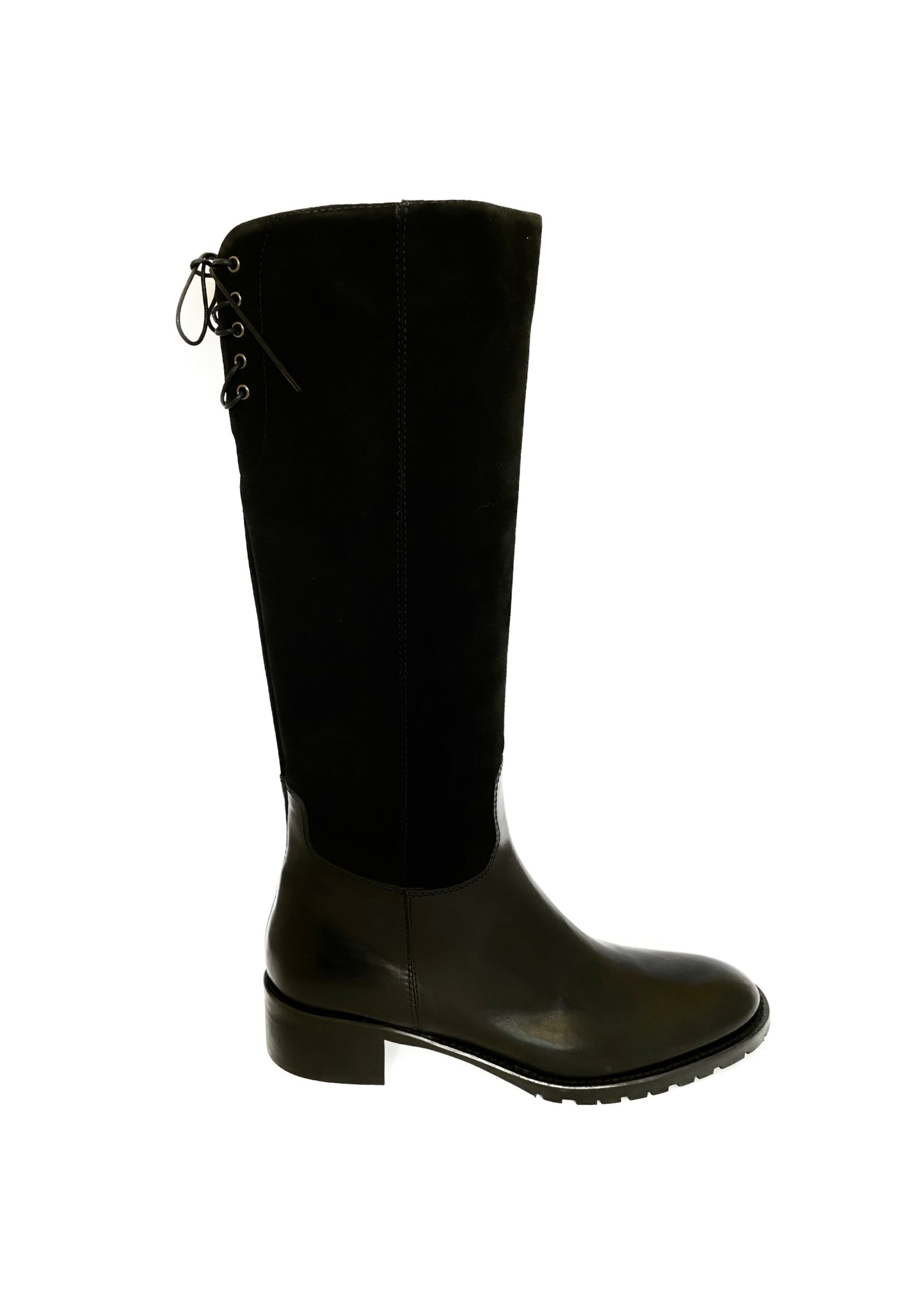 HB Shoes Ladies 1028 black Low Heel Knee High Boot