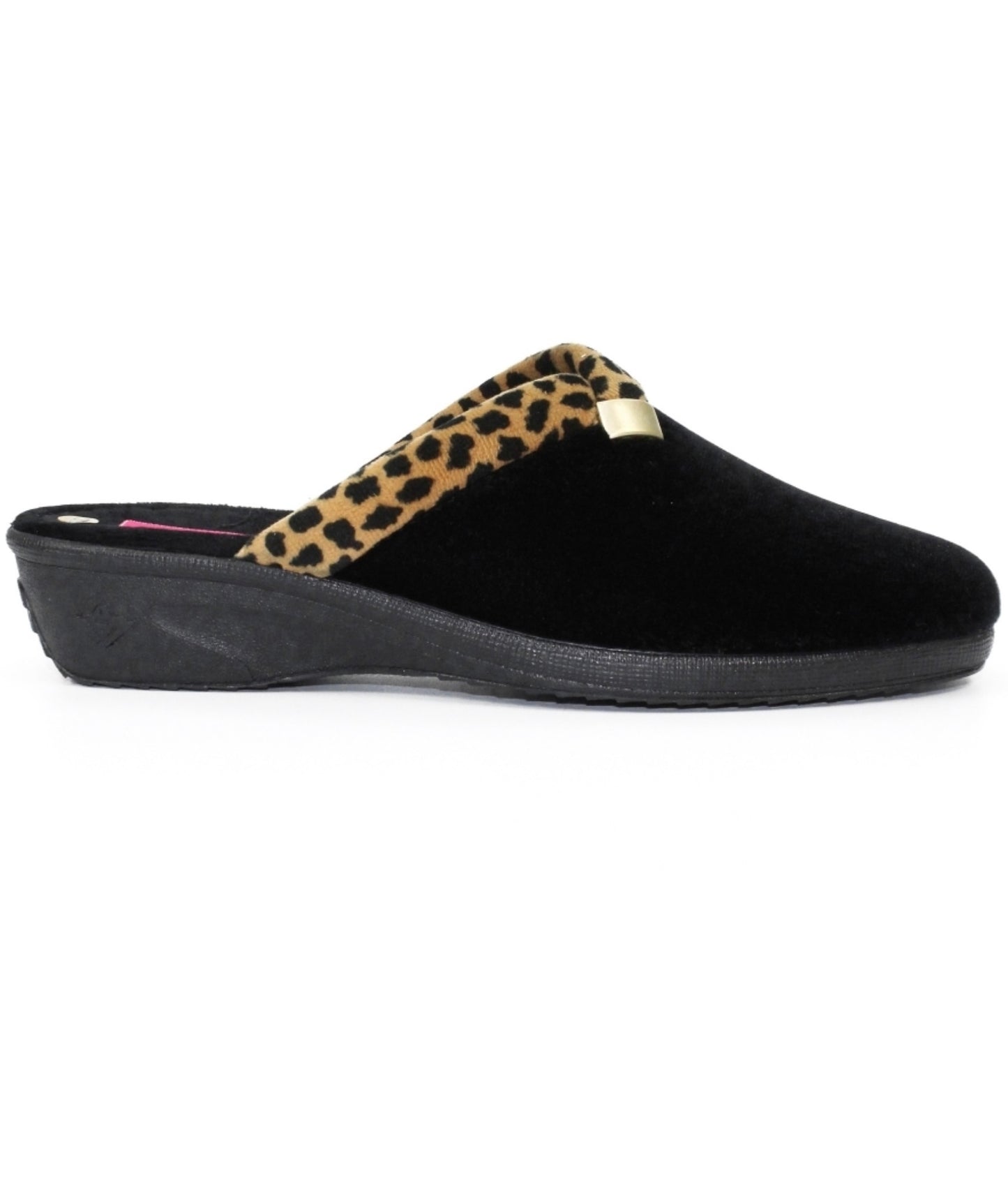 Michelle Leopard Trim Mule Ladies Slipper