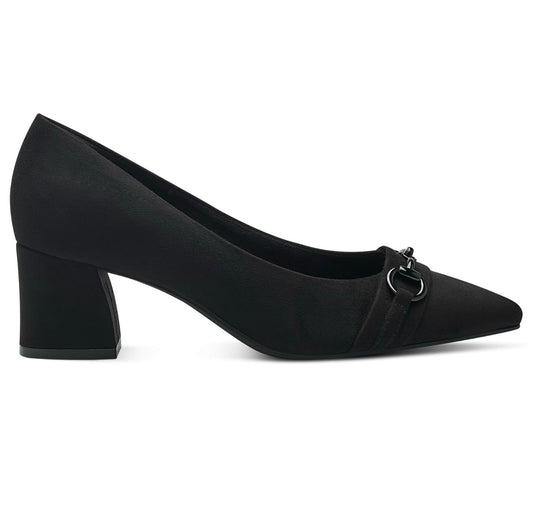 Marco Tozzi Black Block Heeled Court Shoe