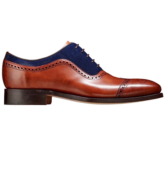 Barker Men's Nicholas Antique Rosewood Brogue Navy Vamp