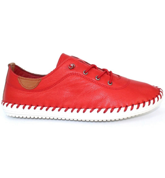 Lunar St Ives ladies Elastic Tie Leather Casual Shoe