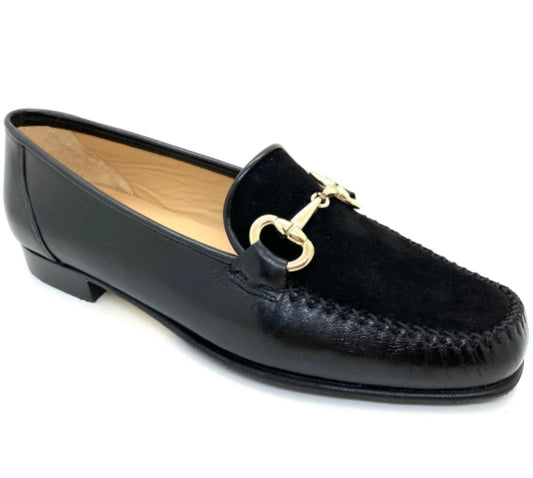 Low Heel Moccasin Loafer With Gold Trim