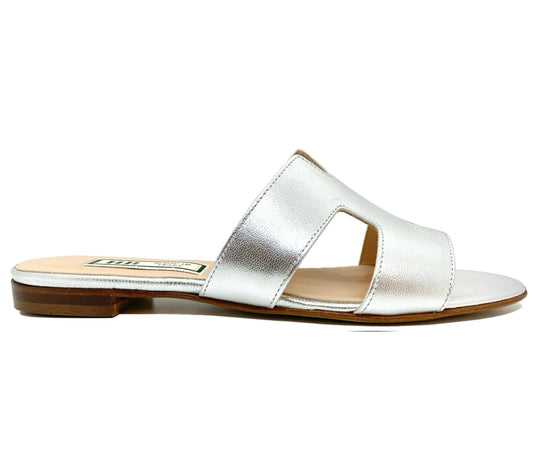 HB Shoes Ladies Fuiji Low Heel Mule silver