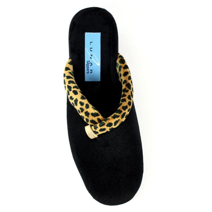 Michelle Leopard Trim Mule Ladies Slipper