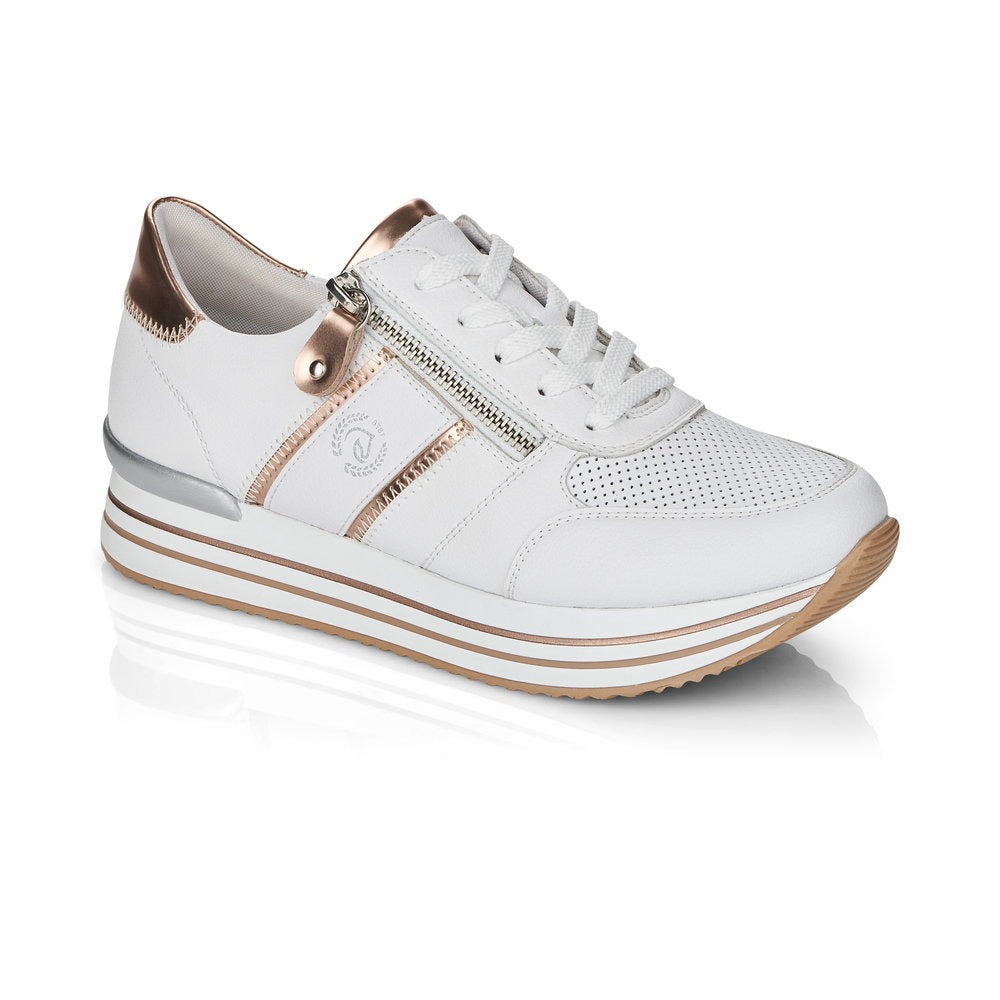 Remonte Ladies Double Sole Zip Sneaker White