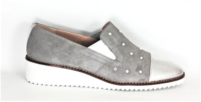 Wedge Heel Loafer With Diamante Trim