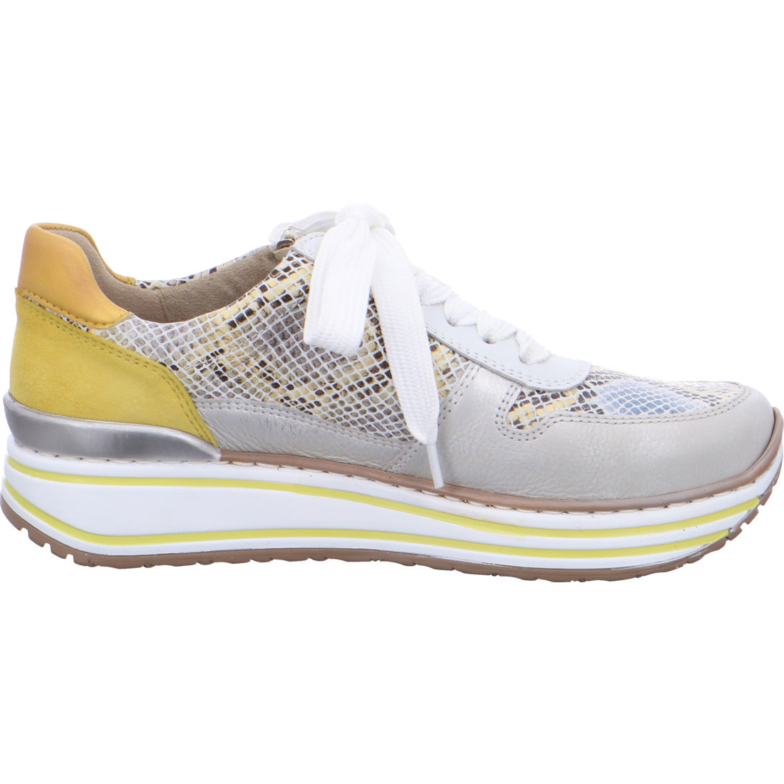 Ara ladies Sapporo Double Sole Lace Up Sneaker White Gold