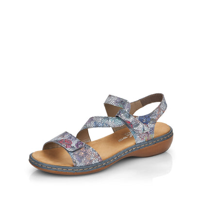 Rieker Ladies Sandal Cross Strap Velcro