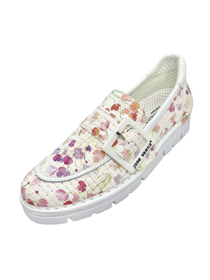 Jose Saenz White Floral Loafer