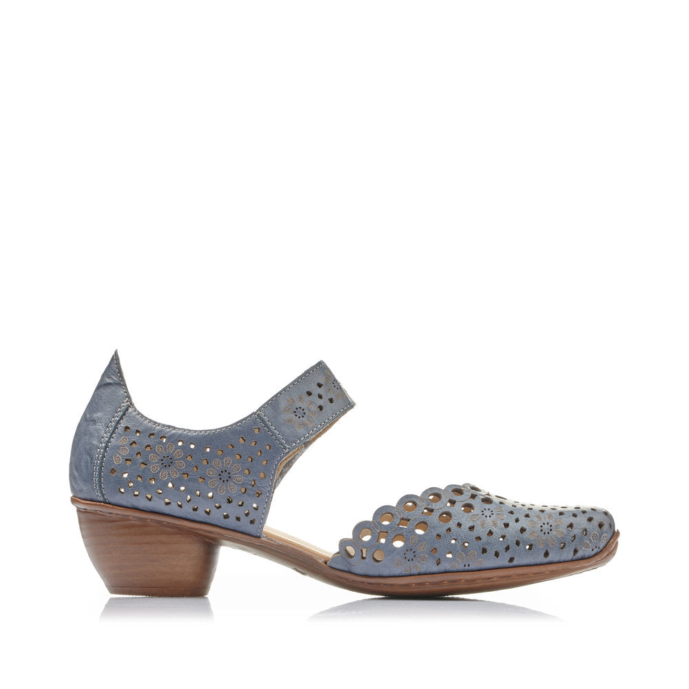 Rieker Ladies Mary Jane Shoe Lazer Cut Detail