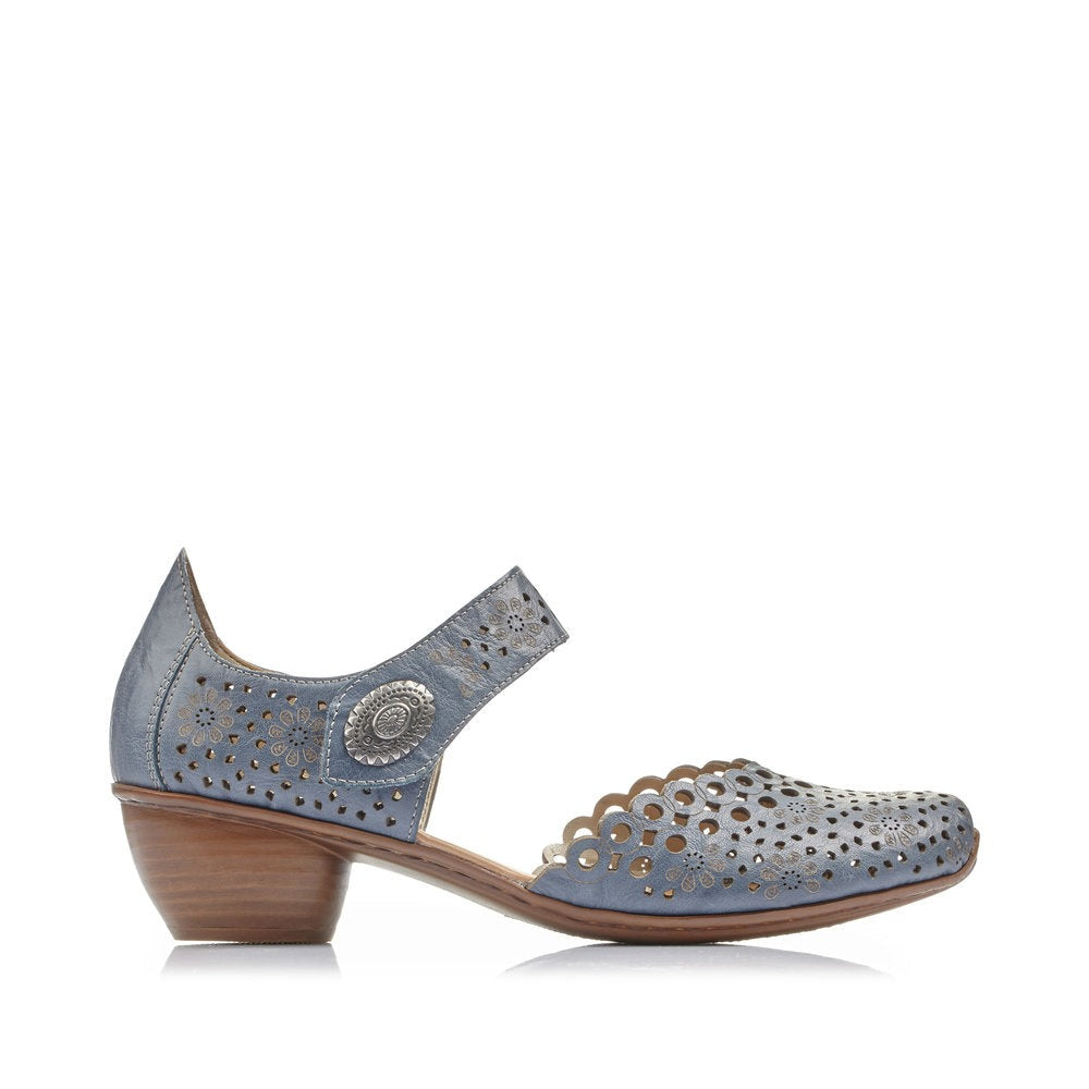 Rieker Ladies Mary Jane Shoe Lazer Cut Detail