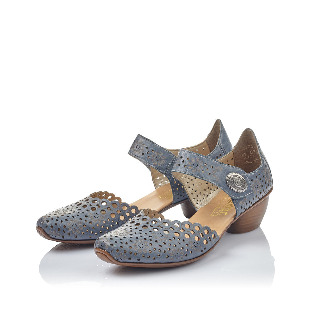 Rieker Ladies Mary Jane Shoe Lazer Cut Detail