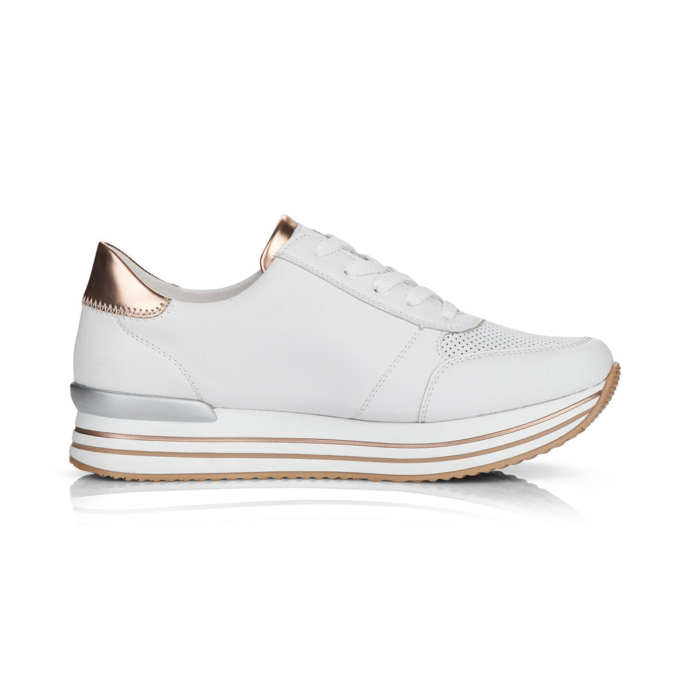 Remonte Ladies Double Sole Zip Sneaker White