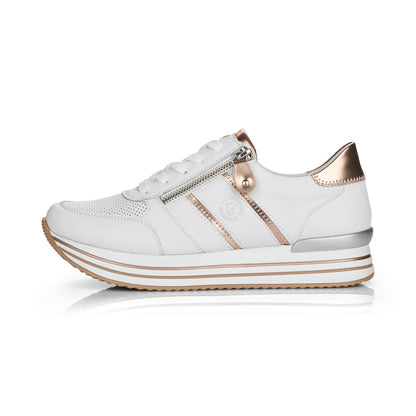 Remonte Ladies Double Sole Zip Sneaker White