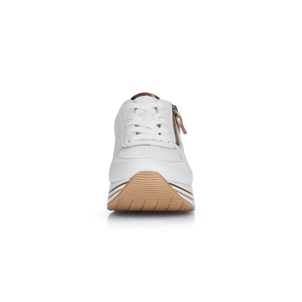 Remonte Ladies Double Sole Zip Sneaker White