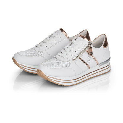 Remonte Ladies Double Sole Zip Sneaker White