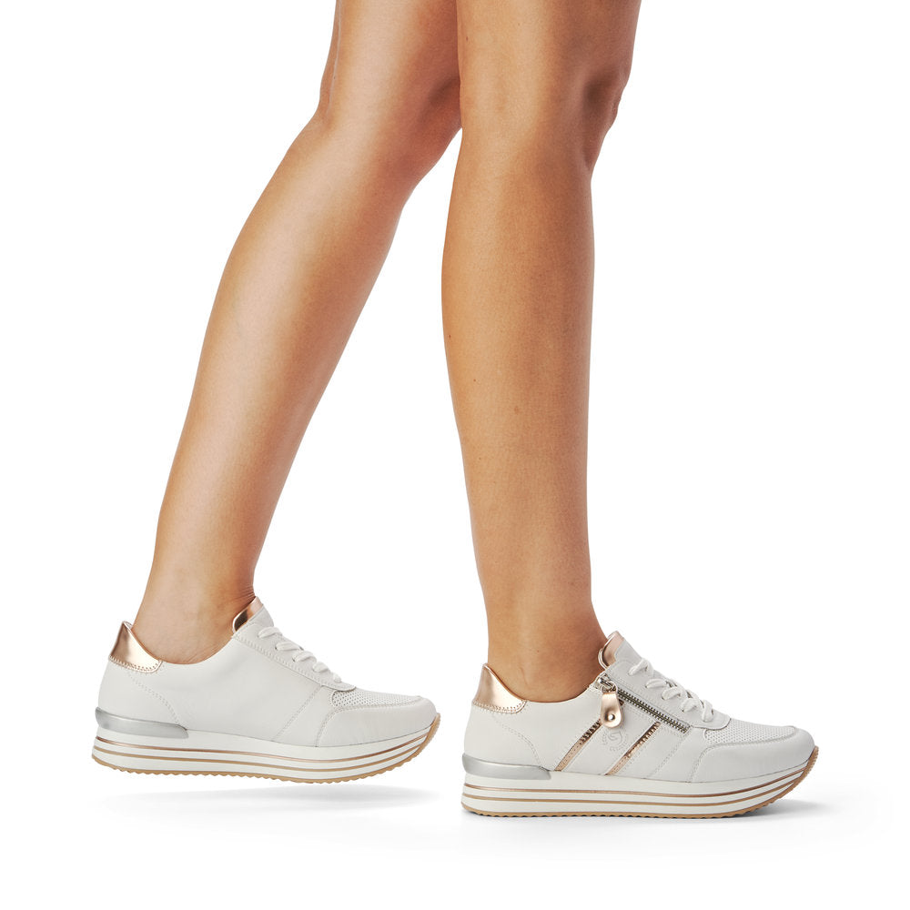 Remonte Ladies Double Sole Zip Sneaker White