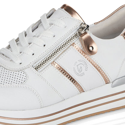 Remonte Ladies Double Sole Zip Sneaker White