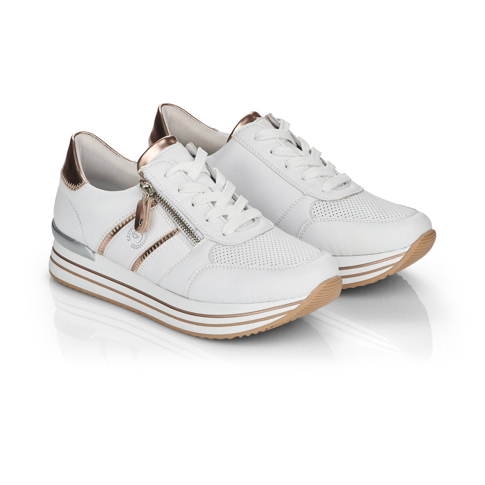 Remonte Ladies Double Sole Zip Sneaker White