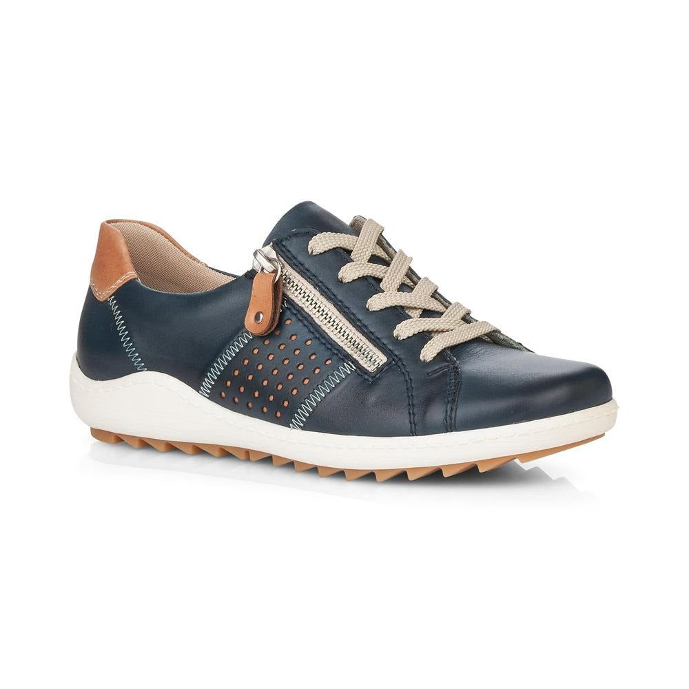 Remonte Ladies Zip Sided Lace Up Shoe Navy