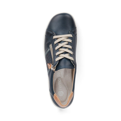 Remonte Ladies Zip Sided Lace Up Shoe Navy