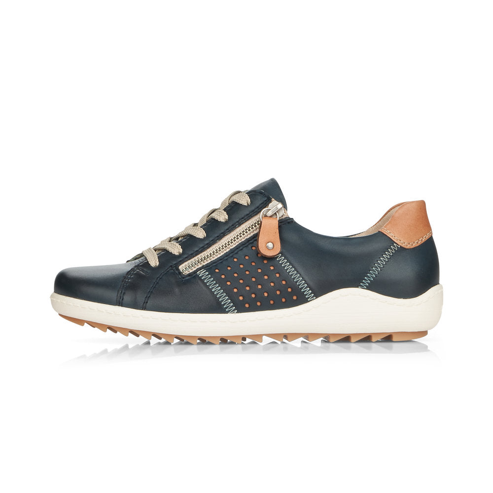 Remonte Ladies Zip Sided Lace Up Shoe Navy