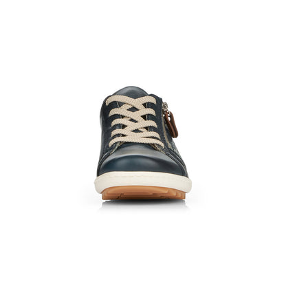 Remonte Ladies Zip Sided Lace Up Shoe Navy